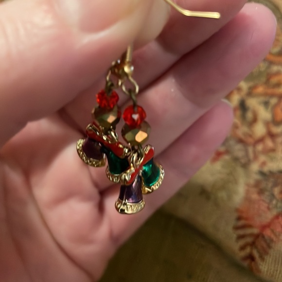 3/15 Handmade Double Sided Dangly Christmas Bells & Glass Red & Gold Beads - Picture 2 of 3